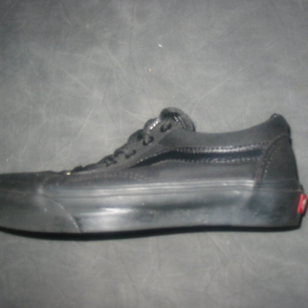 Vans Old Skool Black/Black Canvas Leather Shoe Sneaker Boys 4.5 Women 6 Skate